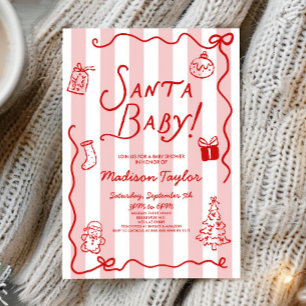 Santa Baby! Whimsische Weihnachts-Baby-Party Einladung