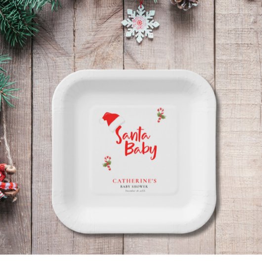 Santa Baby Winter Baby Dusche Pappteller