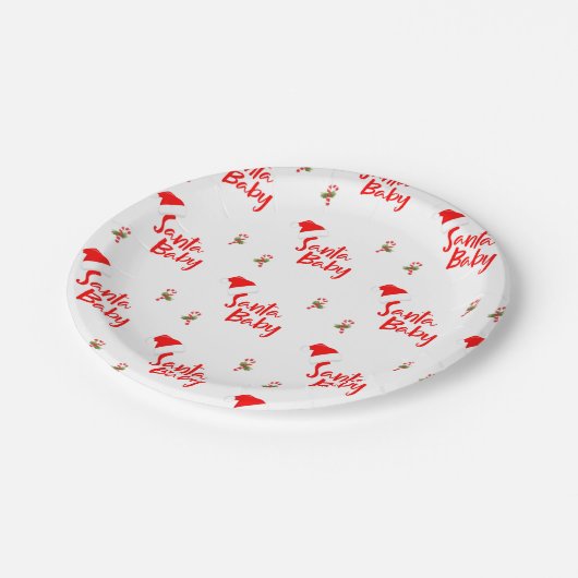 Santa Baby Winter Baby Dusche Pappteller (Schrägansicht)