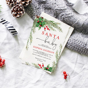 Santa Baby Winter Blume Kinderdusche Einladung