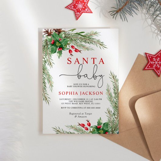 Santa Baby Winter Blume Kinderdusche Einladung
