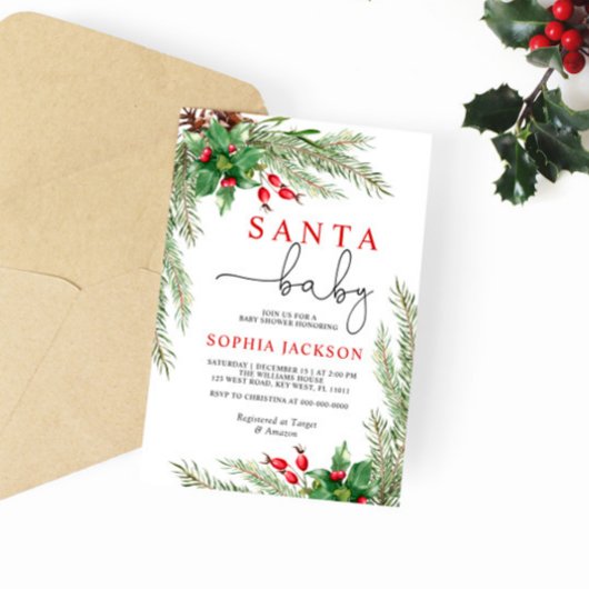 Santa Baby Winter Blume Kinderdusche Einladung