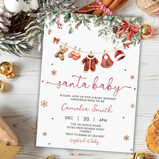 Santa Baby Winter Christmas Baby Shower Invitation Einladung