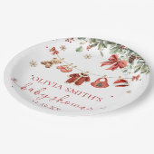 Santa Baby Winter Christmas Baby Shower Pappteller (Schrägansicht)
