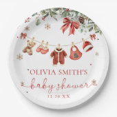 Santa Baby Winter Christmas Baby Shower Pappteller (Vorderseite)