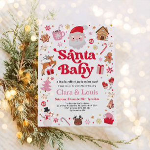 Santa Baby Winter Christmas Girl Babydusche Einladung