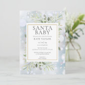 Santa Baby Winter Snow Baby Dusche Invi Einladung (Stehend Vorderseite)