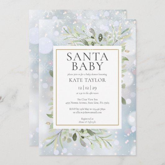 Santa Baby Winter Snow Baby Dusche Invi Einladung (Vorne/Hinten)