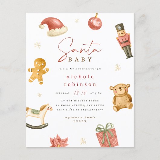 Santa Baby Winter Weihnachtsdusche Budget (Vorderseite)