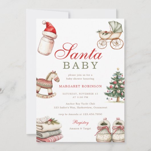 Santa Baby Winter Weihnachtsdusche Einladung (Vorderseite)