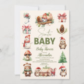 Santa Baby Woodland Winter Weihnachtsdusche Einladung (Vorderseite)