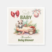 Santa Baby Woodland Winter Weihnachtsdusche Serviette (Vorderseite)