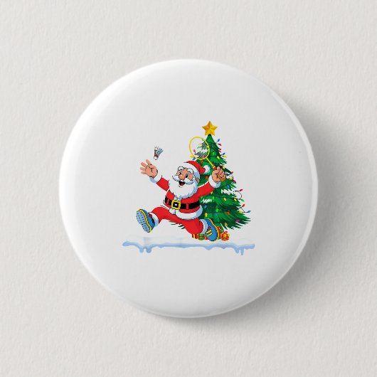 Santa Badminton Weihnachtsbaum Lichter Männer Frau Button (Vorderseite)