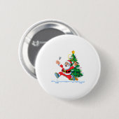 Santa Badminton Weihnachtsbaum Lichter Männer Frau Button (Vorne & Hinten)