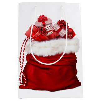 Santa Bag Full of Presents Red And White Gift Bag Mittlere Geschenktüte