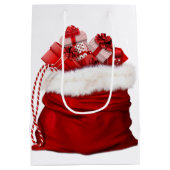 Santa Bag Full of Presents Red And White Gift Bag Mittlere Geschenktüte (Rückseite)