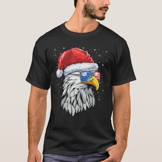 Santa Bald Eagle Men USA Flag Christmas Patriotic  T-Shirt (Vorderseite)