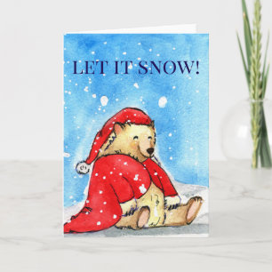 Santa-Bär im Schnee – Lass es schneien! Feiertagskarte