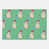 SANTA-Bär mit MASK- UND SANITIZER-Wrapping Paper Geschenkpapier Set (Vorderseite)