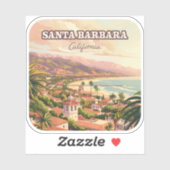 Santa Barbara Beach Central Coast California Retro Aufkleber (Blatt)