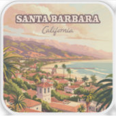 Santa Barbara Beach Central Coast California Retro Aufkleber (Vorderseite)