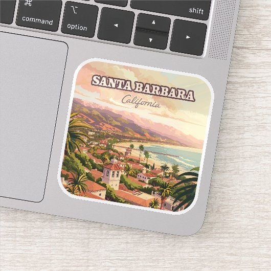 Santa Barbara Beach Central Coast California Retro Aufkleber (Detail)