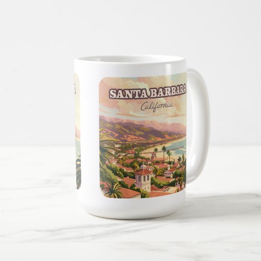 Santa Barbara Beach Central Coast California Retro Kaffeetasse (VorderseiteRechts)