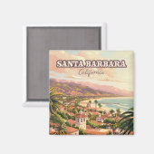 Santa Barbara Beach Central Coast California Retro Magnet (Vorderseite/Rückseite)