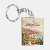 Santa Barbara Beach Central Coast California Retro Schlüsselanhänger (Vorderseite links)
