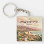 Santa Barbara Beach Central Coast California Retro Schlüsselanhänger (Vorderseite)