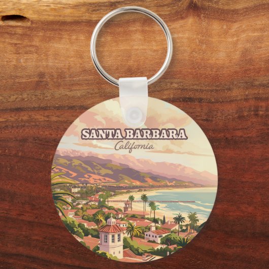 Santa Barbara Beach Central Coast California Retro Schlüsselanhänger (Vorderseite)