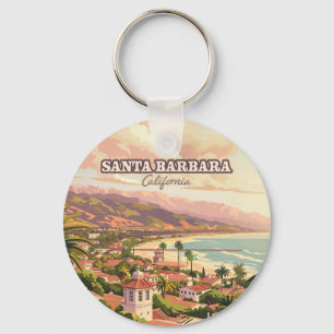 Santa Barbara Beach Central Coast Kalifornien Retr Schlüsselanhänger