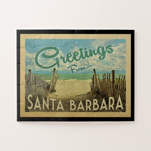 Santa Barbara Beach Vintage Reise Puzzle (Horizontal)