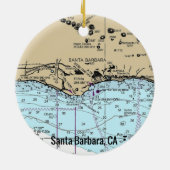 Santa Barbara CA Nautical Chart Keramik Ornament (Hinten)