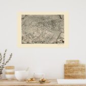 Santa Barbara, CA Panorama Karte - 1896 Poster (Küche)