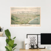 Santa Barbara, CA. Panoramakarte 1877 (1581A) Poster (Heimbüro)
