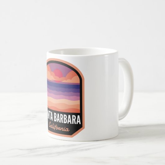 Santa Barbara CA Retro Sunset Kaffeetasse (VorderseiteRechts)
