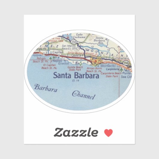 Santa Barbara CA Vintager Fahrplan Aufkleber (Blatt)