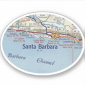 Santa Barbara CA Vintager Fahrplan Aufkleber (Vorderseite)