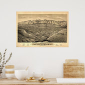 Santa Barbara Cal. 1877 Antike Panoramakarte Poster (Küche)