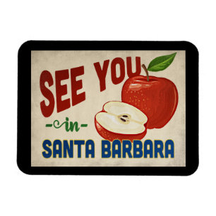 Santa Barbara California Apple - Vintage Travel Magnet