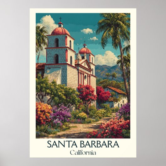 Santa Barbara California Kunstdruckerei | Spanisch Poster (Vorne)