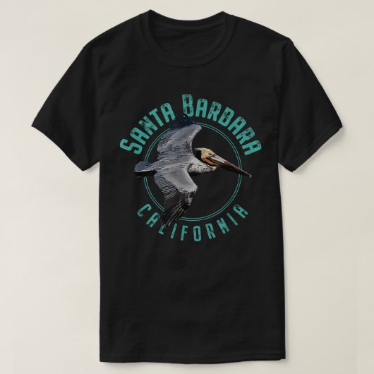 Santa Barbara California Pelican Design T - Shirt (Design vorne)