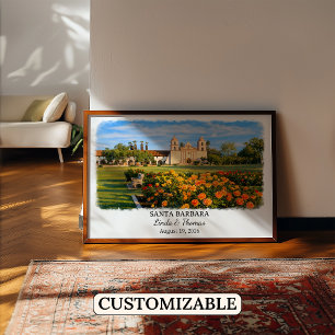 Santa Barbara California Poster, Aquarell, Custo Poster