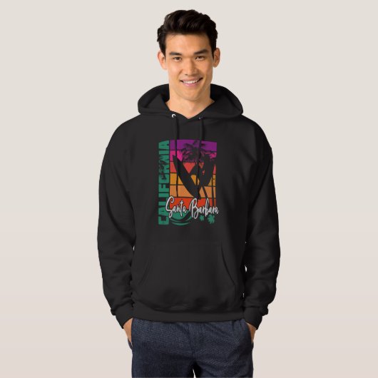 Santa Barbara California Retro Sunset Beach Surf S Hoodie (Vorne ganz)