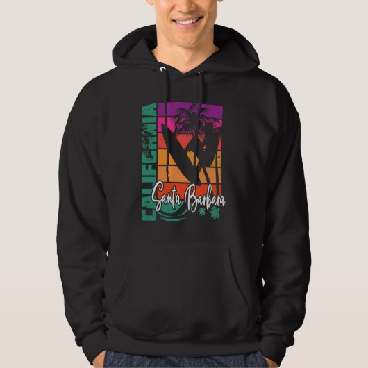 Santa Barbara California Retro Sunset Beach Surf S Hoodie (Vorderseite)