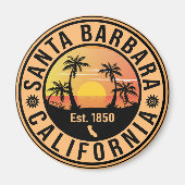 Santa Barbara California Retro Sunset Souvenirs Magnet (Vorne)