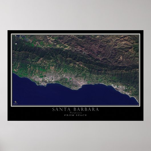Santa Barbara California Satelliten-Poster Karte Poster (Vorne)