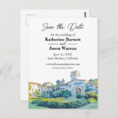 Santa Barbara Courthouse Save the Date Wassercolor Postkarte (Vorne/Hinten)