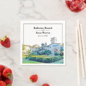 Santa Barbara Courthouse Wassercolor Hochzeit Serviette (Beispiel)